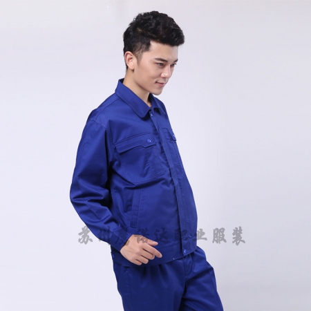 艷藍(lán)滌棉紗卡長(zhǎng)袖勞保工作服AC082-CX